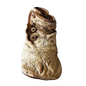 Vintage Stoneware Bootie Figurine Paperweight 4” Decor Collectible